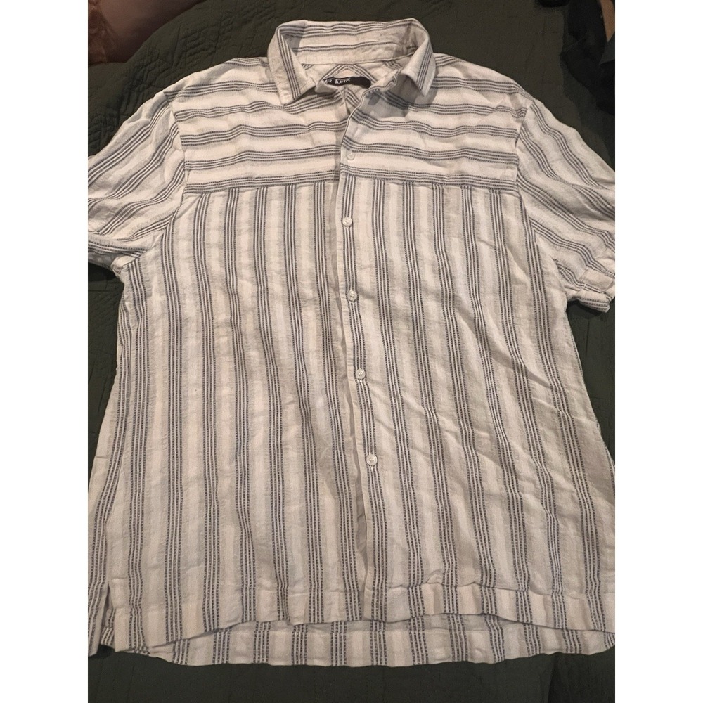 Mr Turk Men's Button Down Short Sleeve‎ Shirt 100% Cotton Large